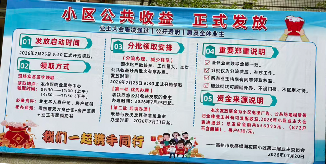 高州小區分廣告費!永盛綠洲花園每戶領638元,這樣的好事太扯了吧?